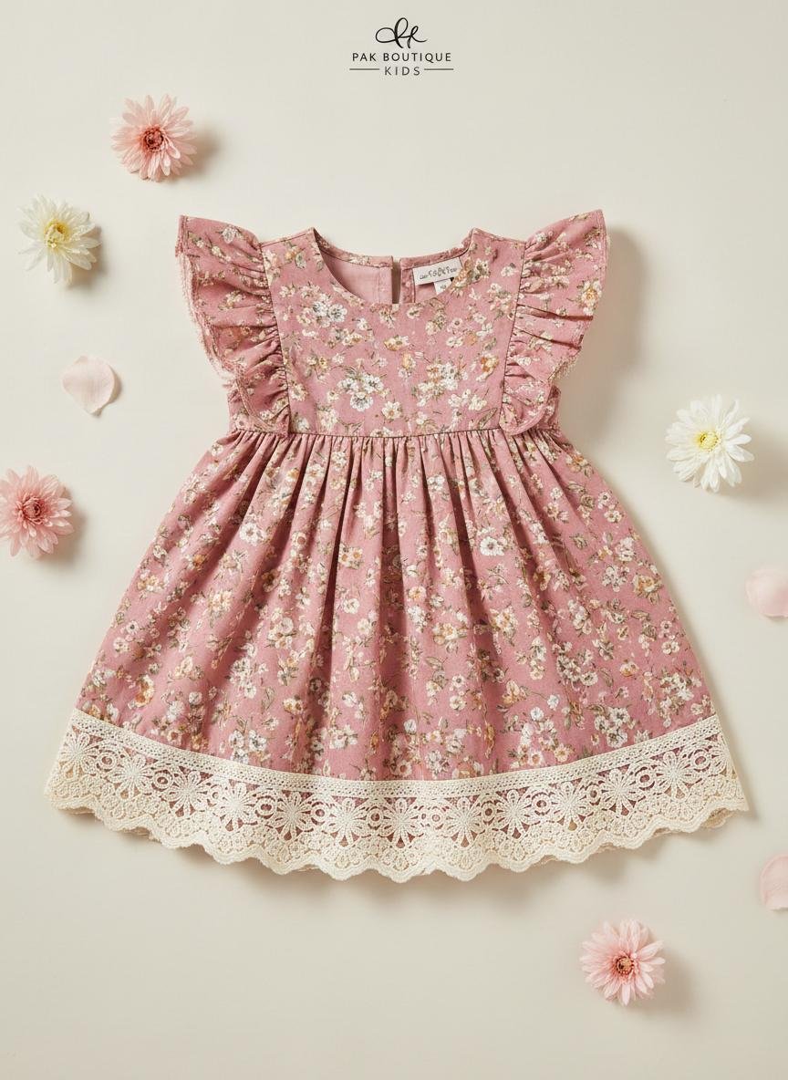 Floral Lawn Frock — premium baby girls lawn frock by BabeLawn