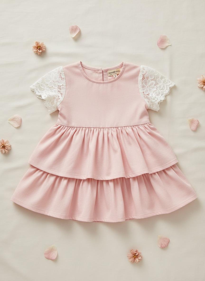 Blush Ruffle Frock — premium baby girls lawn frock by BabeLawn