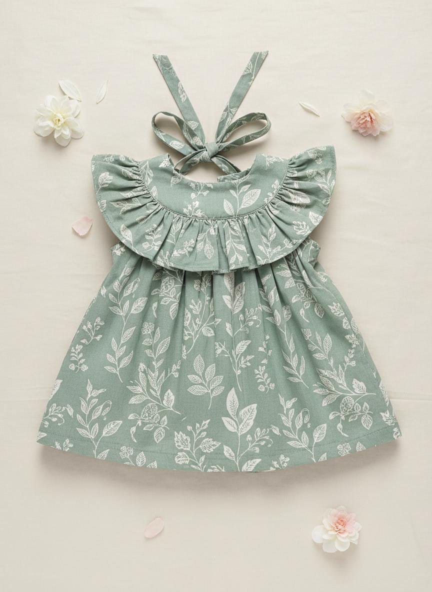 Sage Garden Frock — premium baby girls lawn frock by BabeLawn