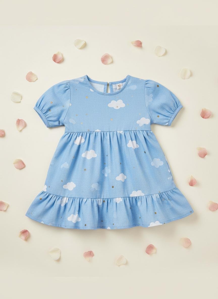 Sky Breeze Frock — premium baby girls lawn frock by BabeLawn